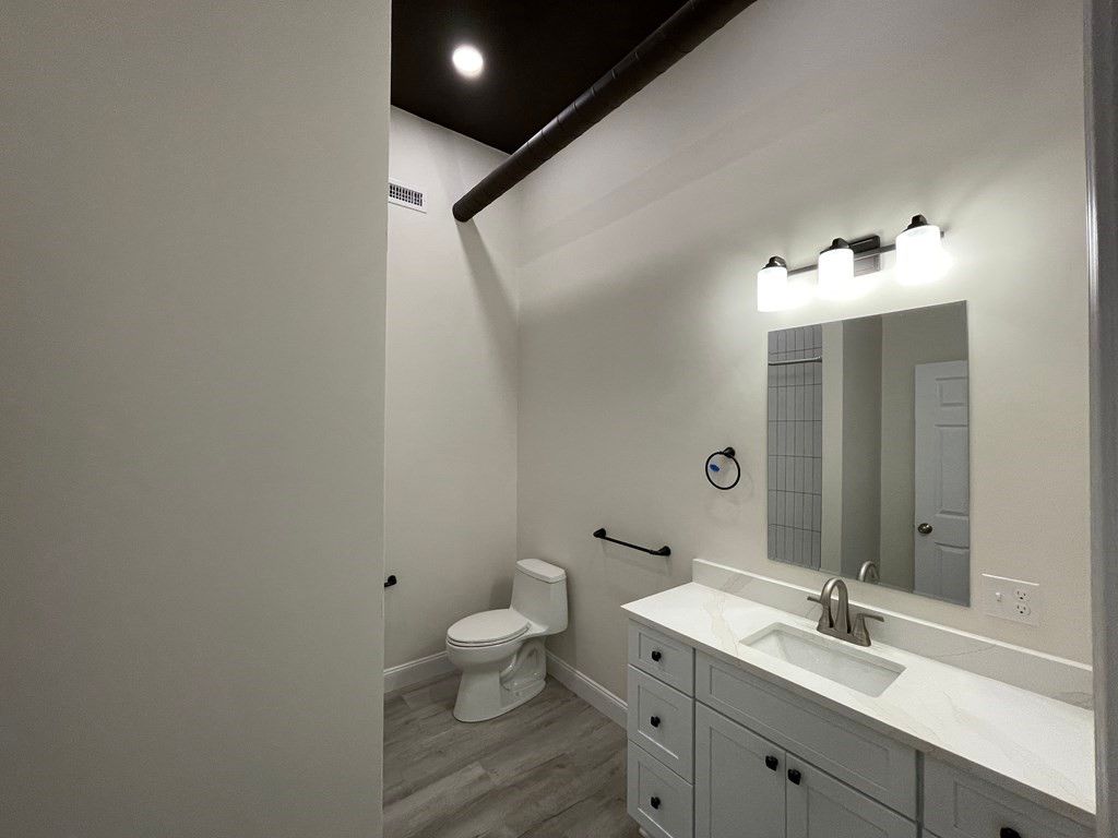Bathroom, Interior, Recessed Lighting, Wood Texture Flooring