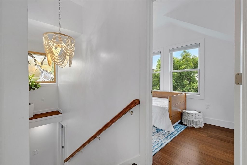 Bedroom, Chandelier, Interior, Wood Texture Flooring