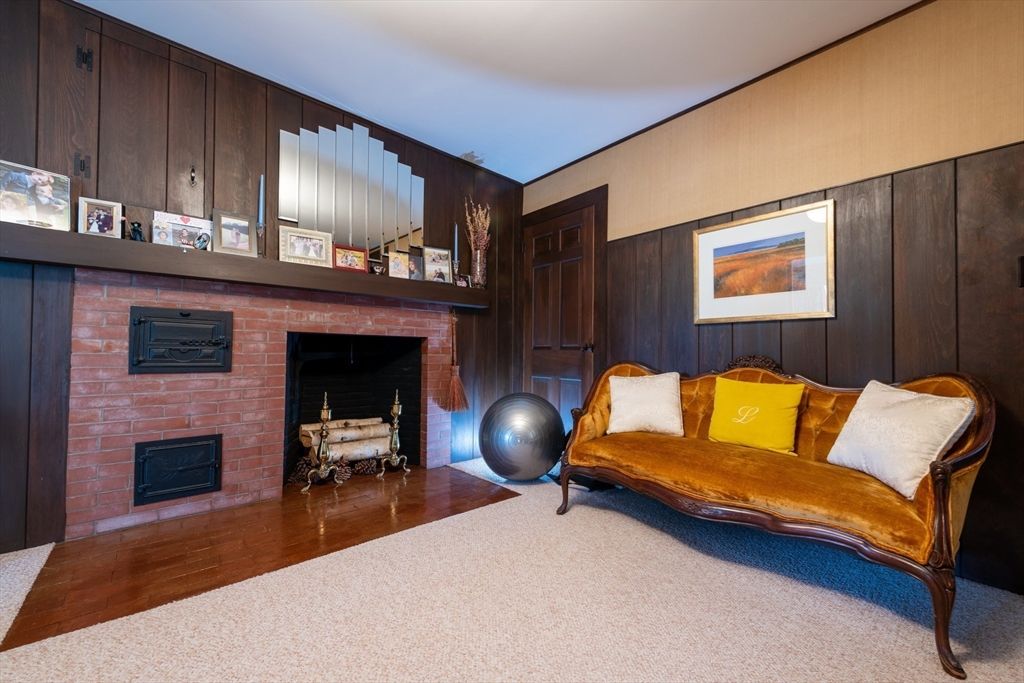 Fireplace, Interior, Stone Walls, Wood Texture Flooring, Wooden Walls
