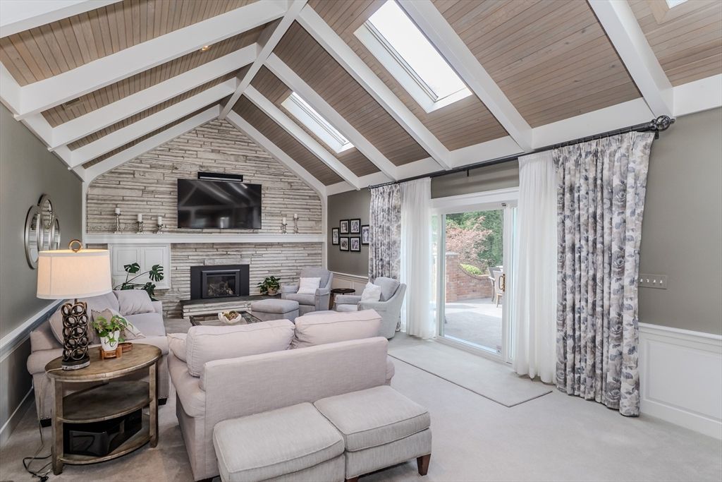 Fireplace, Interior, Living room, Stone Walls, Wooden Ceilings