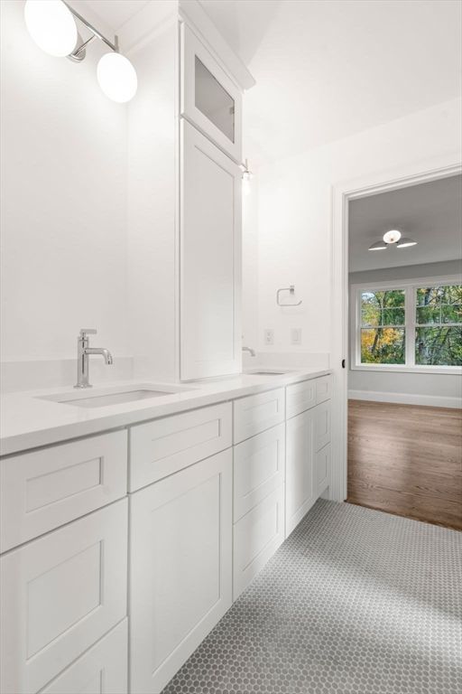 Bathroom, Dual Sink Vanities, Interior, Wood Texture Flooring