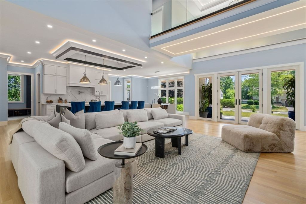 Interior, Kitchen, Living room, Pendant Lights, Recessed Lighting, Wood Texture Flooring