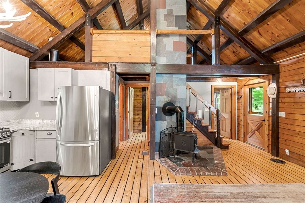 Fireplace, Interior, Kitchen, Wooden Beams, Wooden Ceilings, Wood Texture Flooring, Wooden Walls