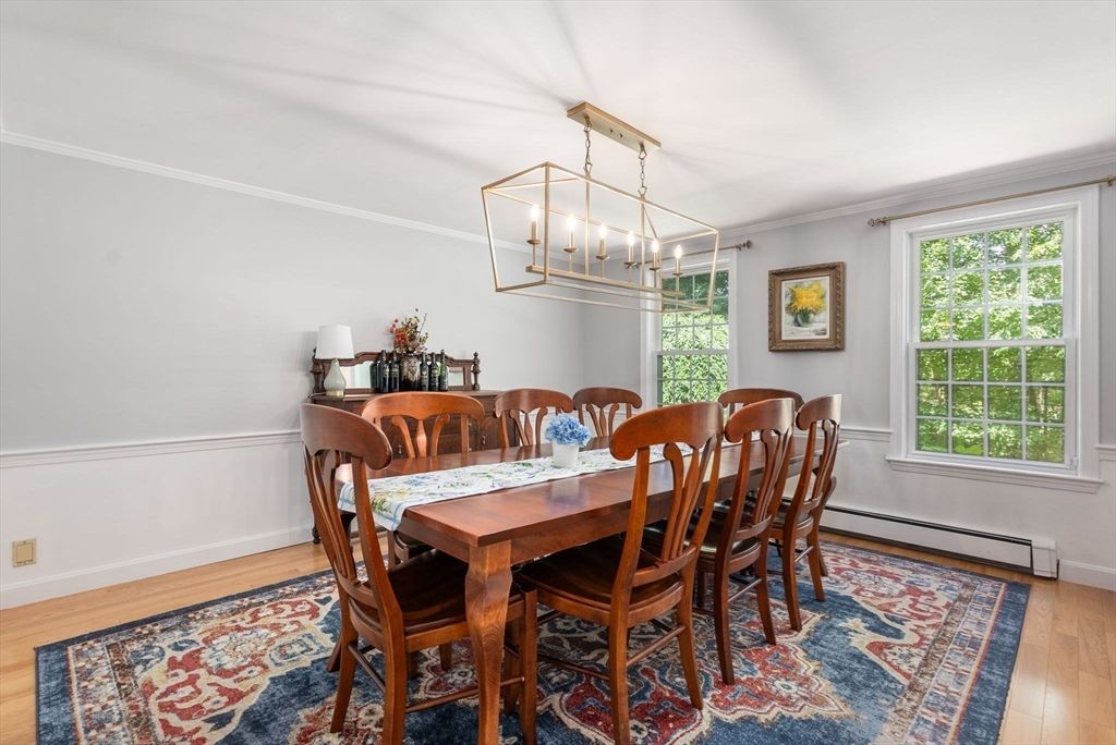 Chandelier, Dining room, Interior, Pendant Lights, Wood Texture Flooring