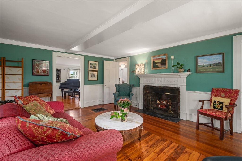 Fireplace, Interior, Living room, Piano, Wood Texture Flooring