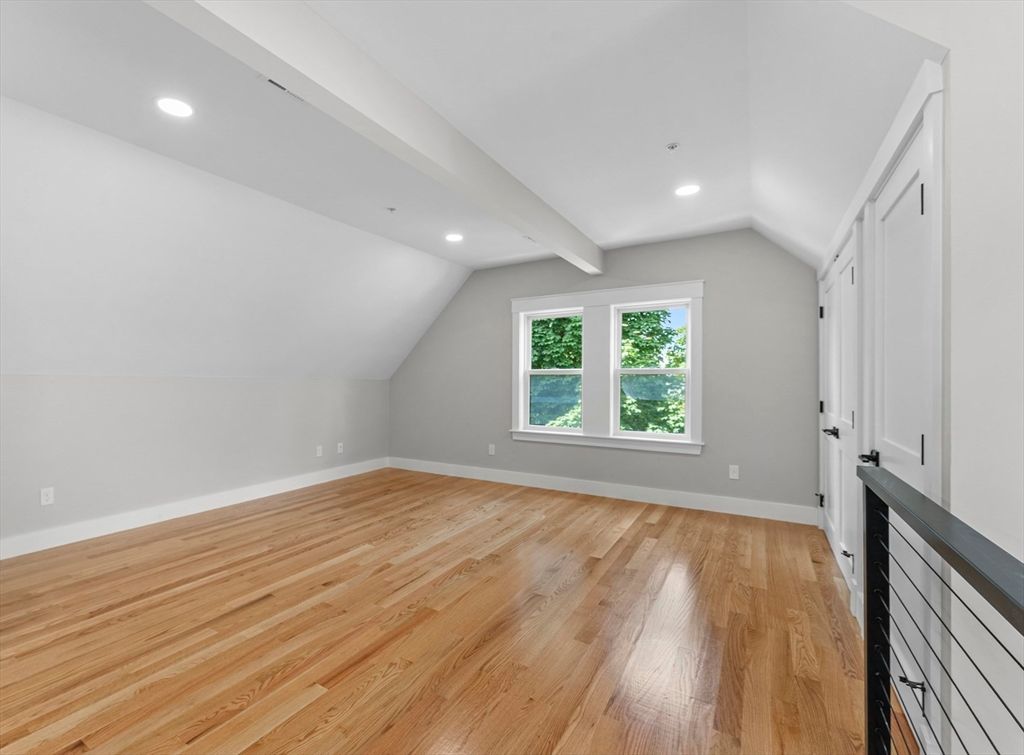 Empty room, Fireplace, Interior, Recessed Lighting, Wood Texture Flooring
