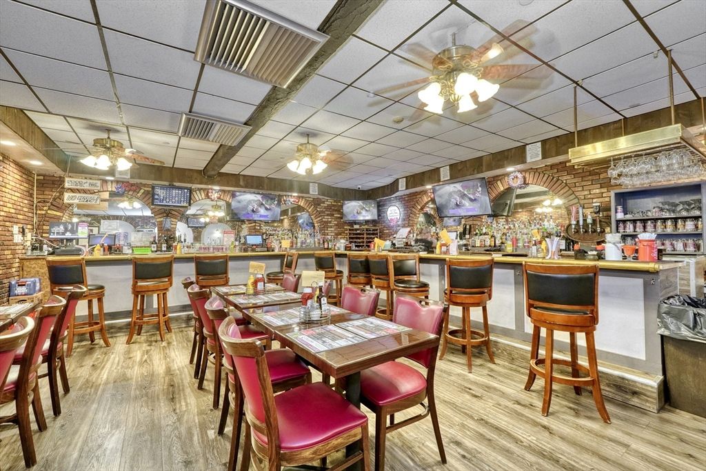 Dining room, Interior, Stone Walls, Wood Texture Flooring