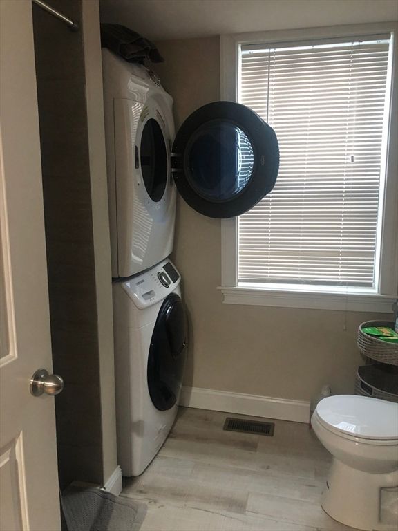 Bathroom, Interior, Washer, Wood Texture Flooring