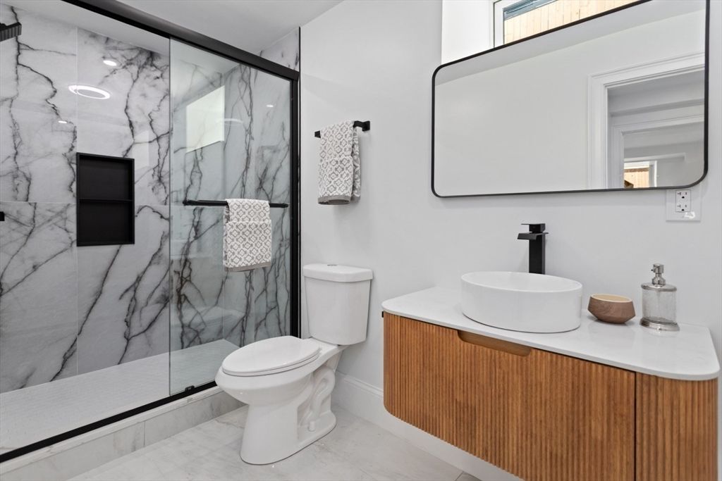 Bathroom, Glass Shower, Interior, Marble Walls