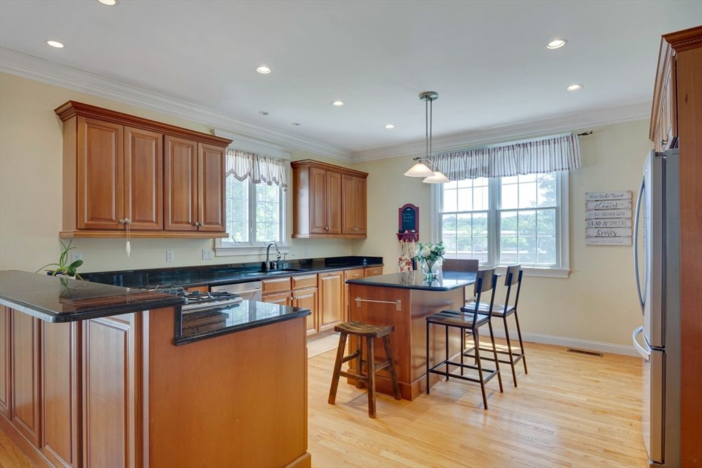 Interior, Kitchen, Pendant Lights, Recessed Lighting, Wood Texture Flooring