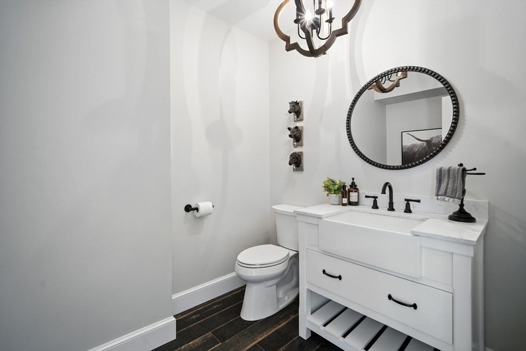 Bathroom, Chandelier, Interior, Wood Texture Flooring