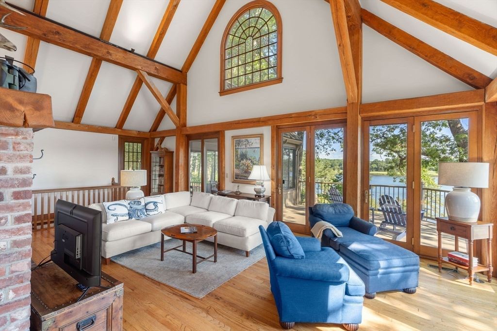 Fireplace, Interior, Living room, Wooden Beams, Wood Texture Flooring