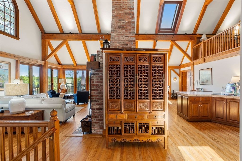 Interior, Living room, Stone Walls, Wine Storage, Wooden Beams, Wood Texture Flooring