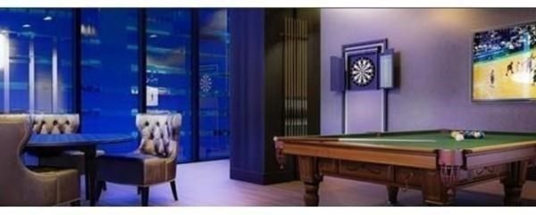 Billiard Table, Game Room, Interior, Wood Texture Flooring