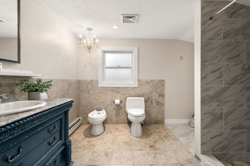Bathroom, Chandelier, Interior, Marble Walls, Recessed Lighting