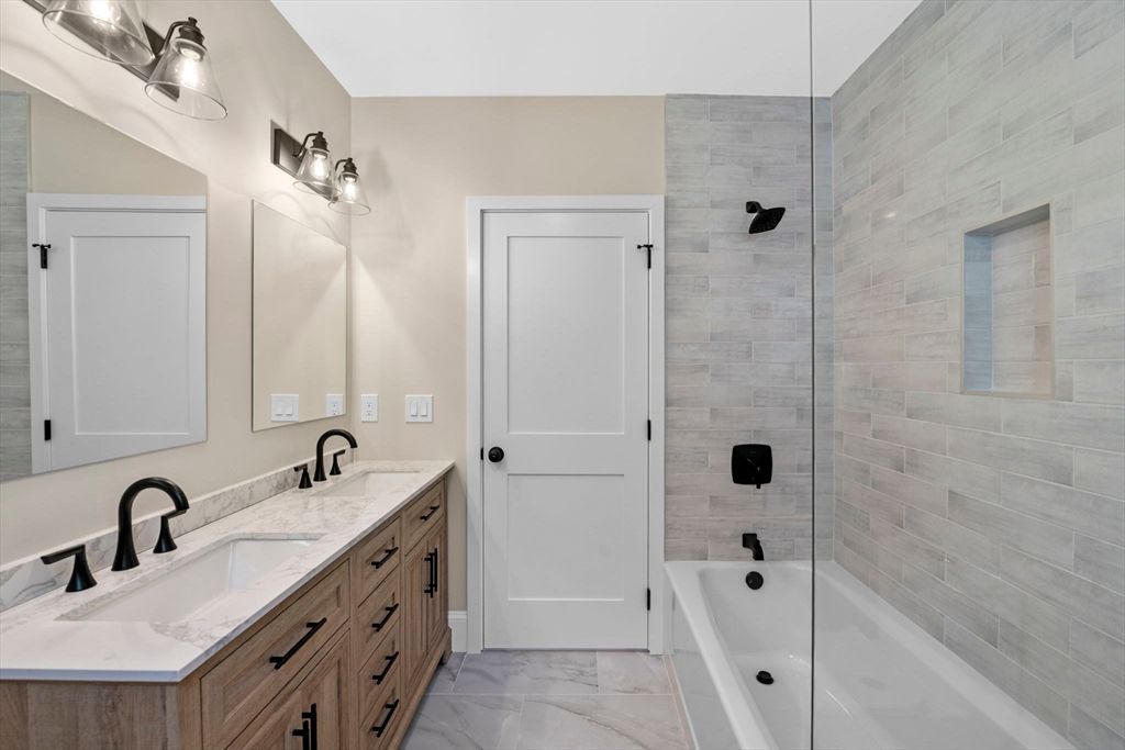 Bathroom, Dual Sink Vanities, Glass Shower, Interior, Marble