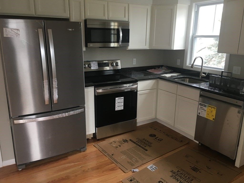 Interior, Kitchen, Stainless Steel Appliances, Wood Texture Flooring