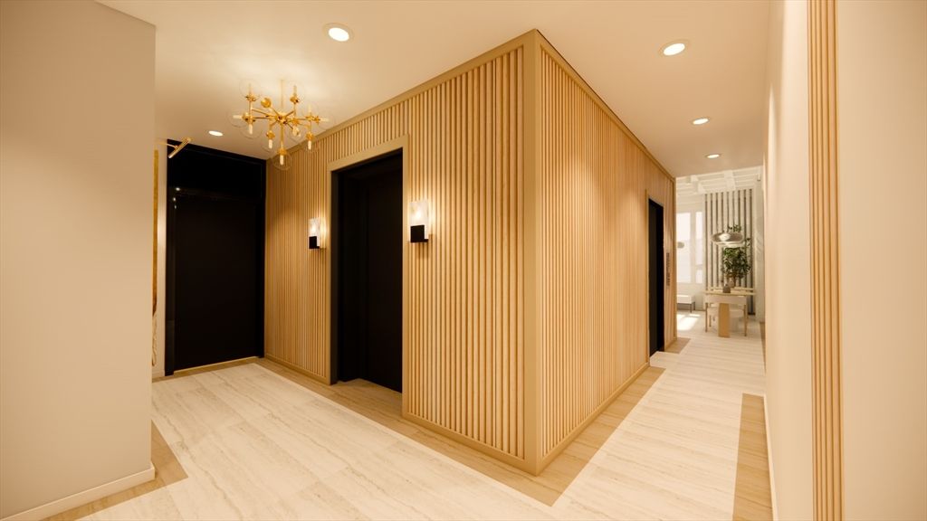 Interior, Recessed Lighting, Wood Texture Flooring, Wooden Walls