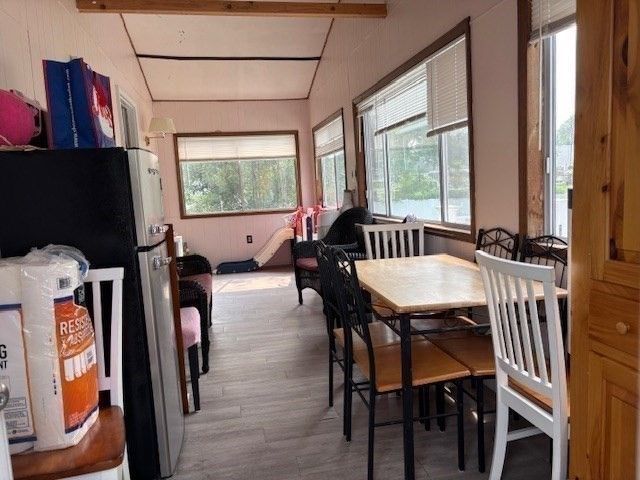 Dining room, Interior, Wooden Beams, Wood Texture Flooring