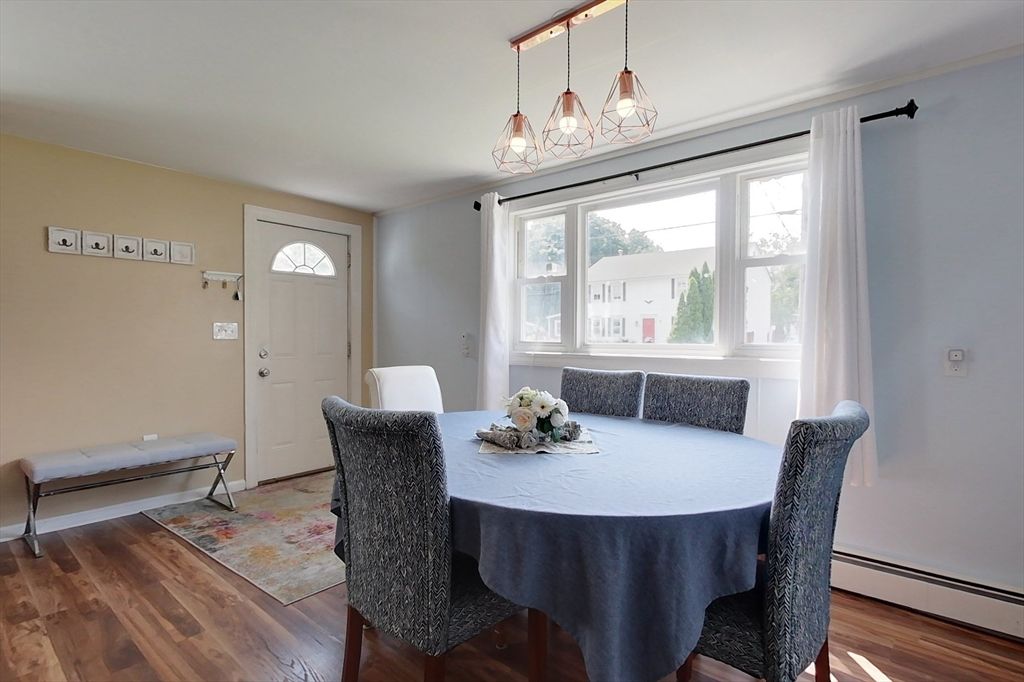 Chandelier, Dining room, Interior, Wood Texture Flooring