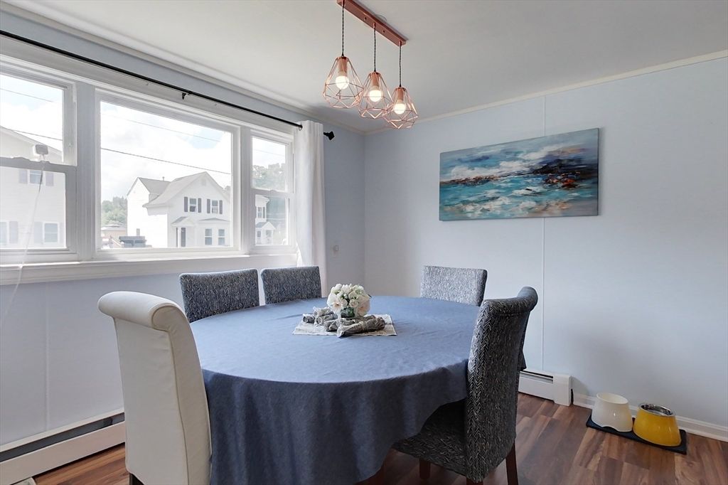 Chandelier, Dining room, Interior, Pendant Lights, Wood Texture Flooring