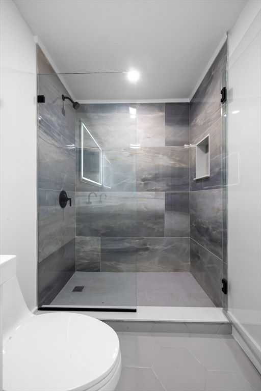 Bathroom, Glass Shower, Interior, Recessed Lighting