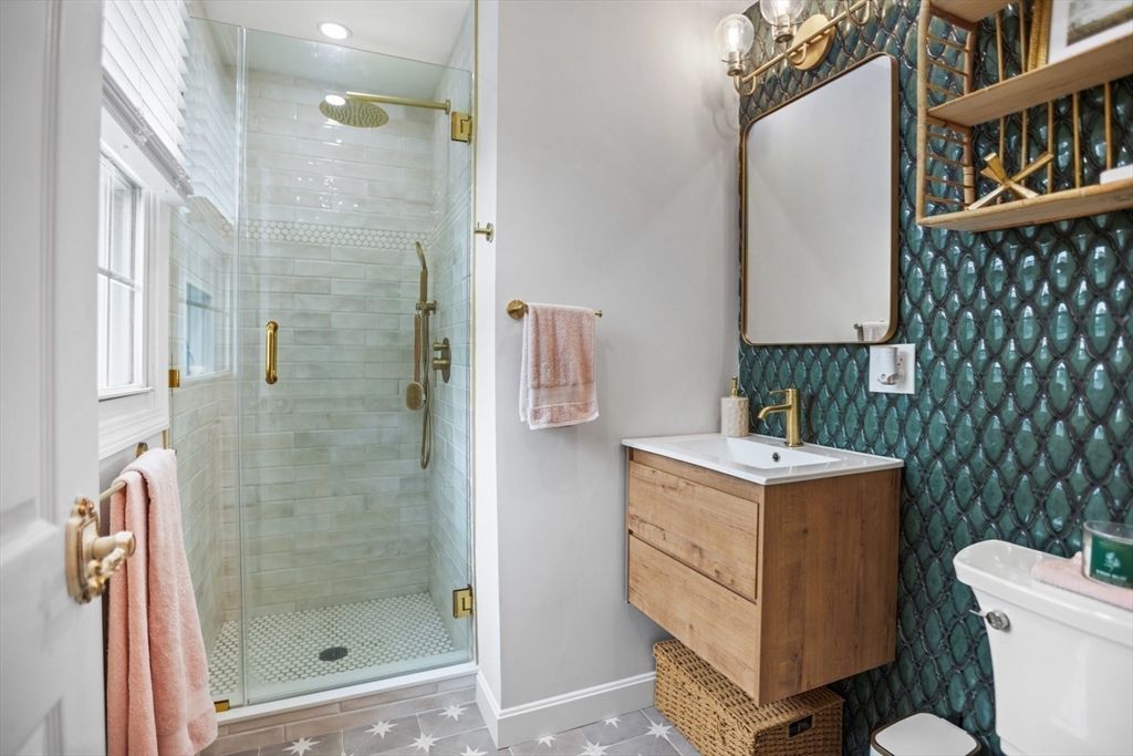 Bathroom, Glass Shower, Interior, Recessed Lighting