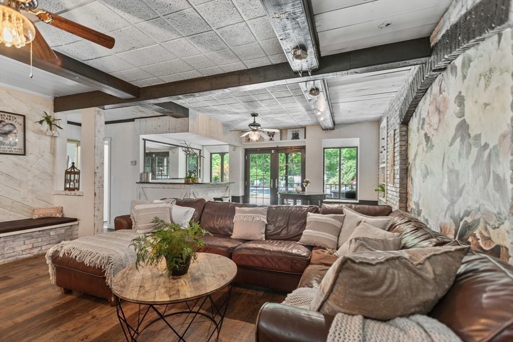 Interior, Living room, Wooden Beams, Wood Texture Flooring