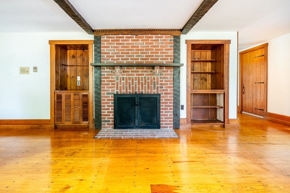 Fireplace, Interior, Stone Walls, Wood Texture Flooring