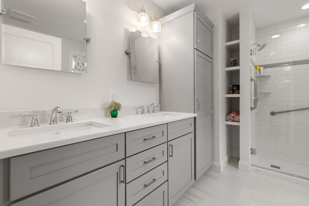 Bathroom, Dual Sink Vanities, Glass Shower, Interior