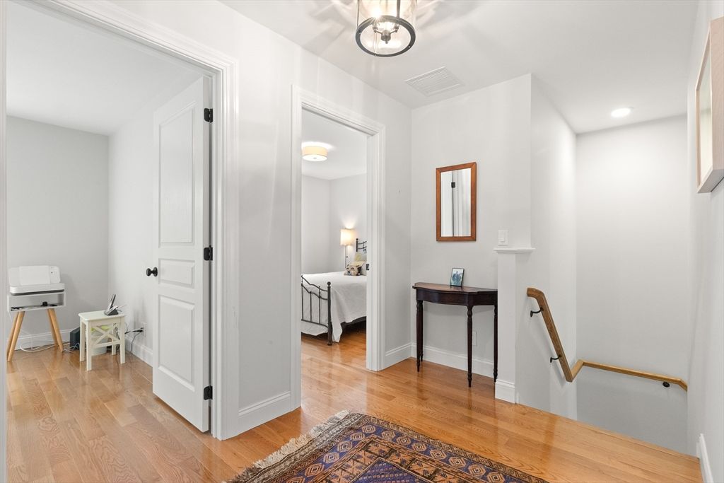 Bedroom, Interior, Pendant Lights, Recessed Lighting, Wood Texture Flooring