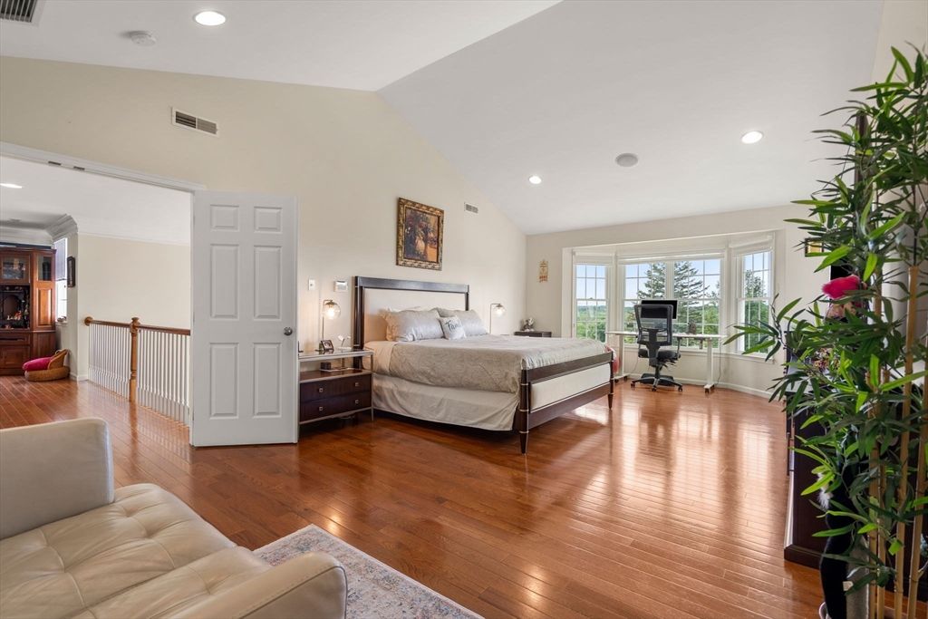 Bedroom, Home Office, Interior, Recessed Lighting, Wood Texture Flooring
