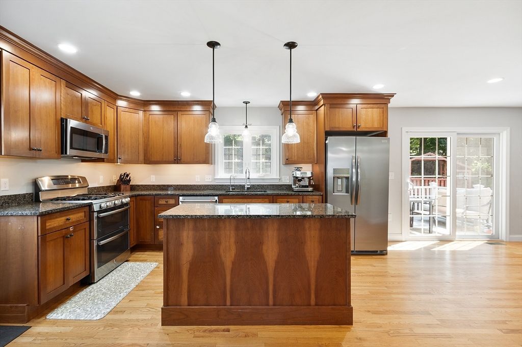 Interior, Kitchen, Pendant Lights, Recessed Lighting, Wood Texture Flooring