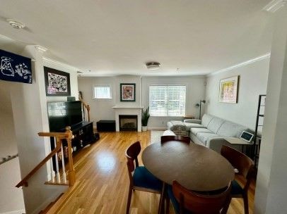 Dining room, Fireplace, Interior, Living room, Wood Texture Flooring
