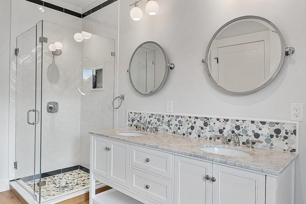 Bathroom, Dual Sink Vanities, Glass Shower, Interior