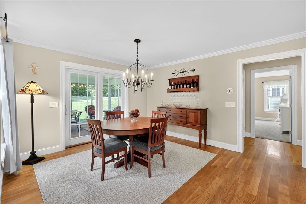 Chandelier, Dining room, Interior, Wood Texture Flooring