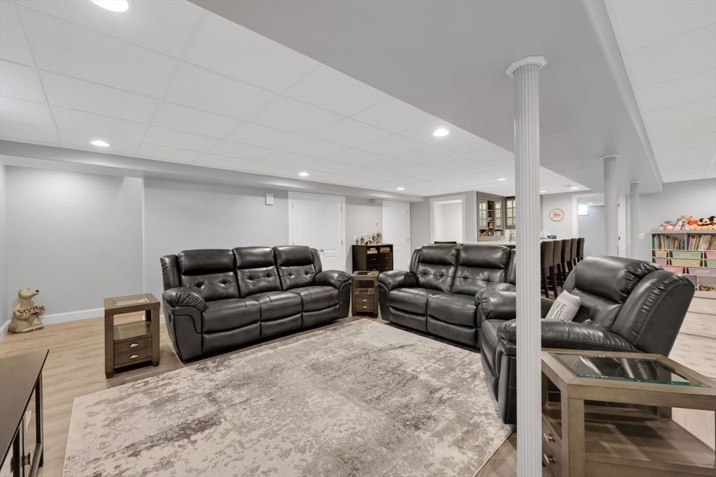Home Theatre Room, Interior, Living room, Recessed Lighting, Theatre Room, Wood Texture Flooring