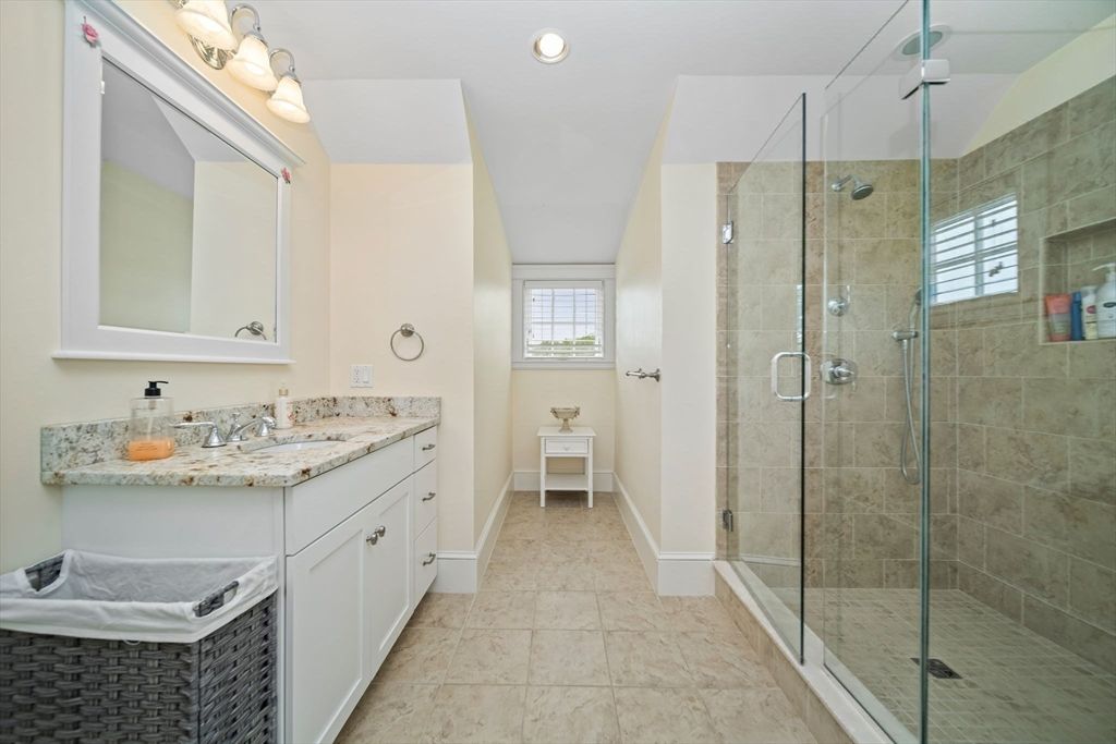 Bathroom, Dual Sink Vanities, Glass Shower, Interior, Recessed Lighting