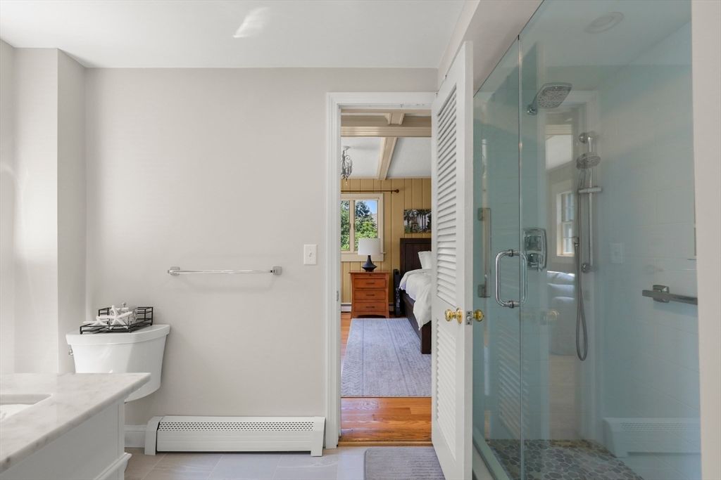 Bathroom, Bedroom, Glass Shower, Interior, Wood Texture Flooring