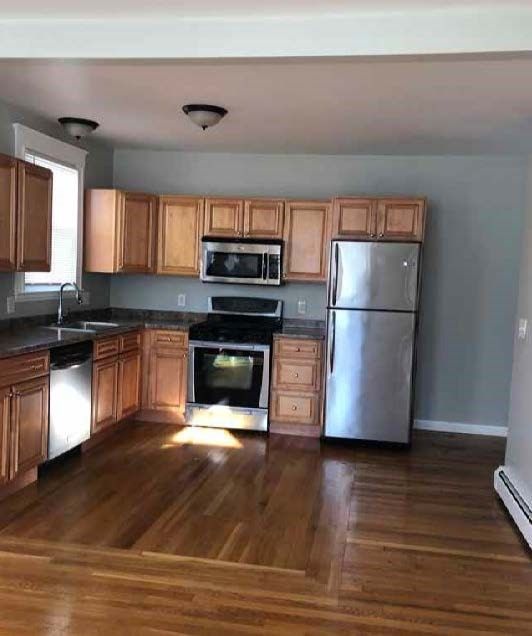 Interior, Kitchen, Stainless Steel Appliances, Wood Texture Flooring