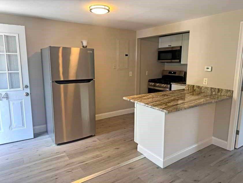 Interior, Kitchen, Stainless Steel Appliances, Wood Texture Flooring