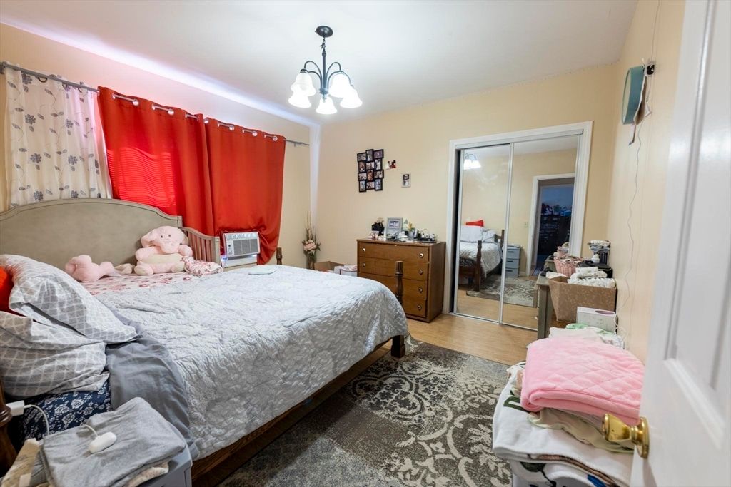 Bedroom, Chandelier, Interior, Wood Texture Flooring