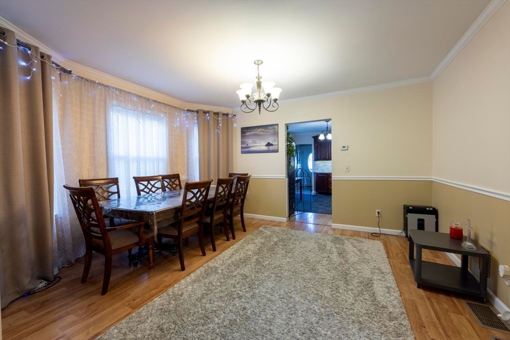 Chandelier, Dining room, Interior, Wood Texture Flooring