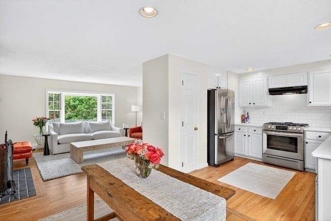 Interior, Kitchen, Living room, Recessed Lighting, Stainless Steel Appliances, Wood Texture Flooring