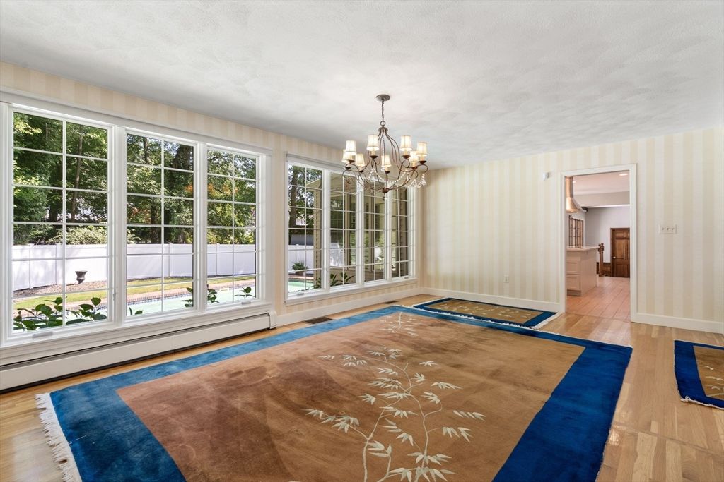 Chandelier, Empty room, Interior, Wood Texture Flooring