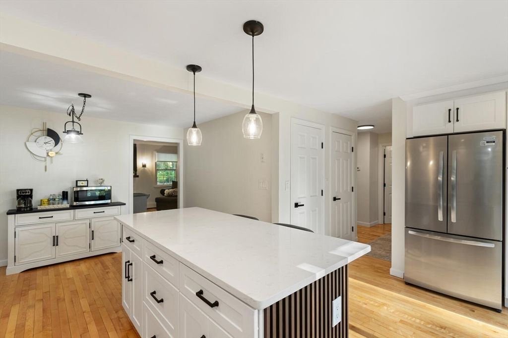 Interior, Kitchen, Pendant Lights, Stainless Steel Appliances, Wood Texture Flooring