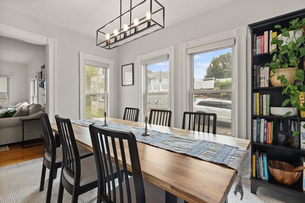 Chandelier, Dining room, Interior, Wood Texture Flooring