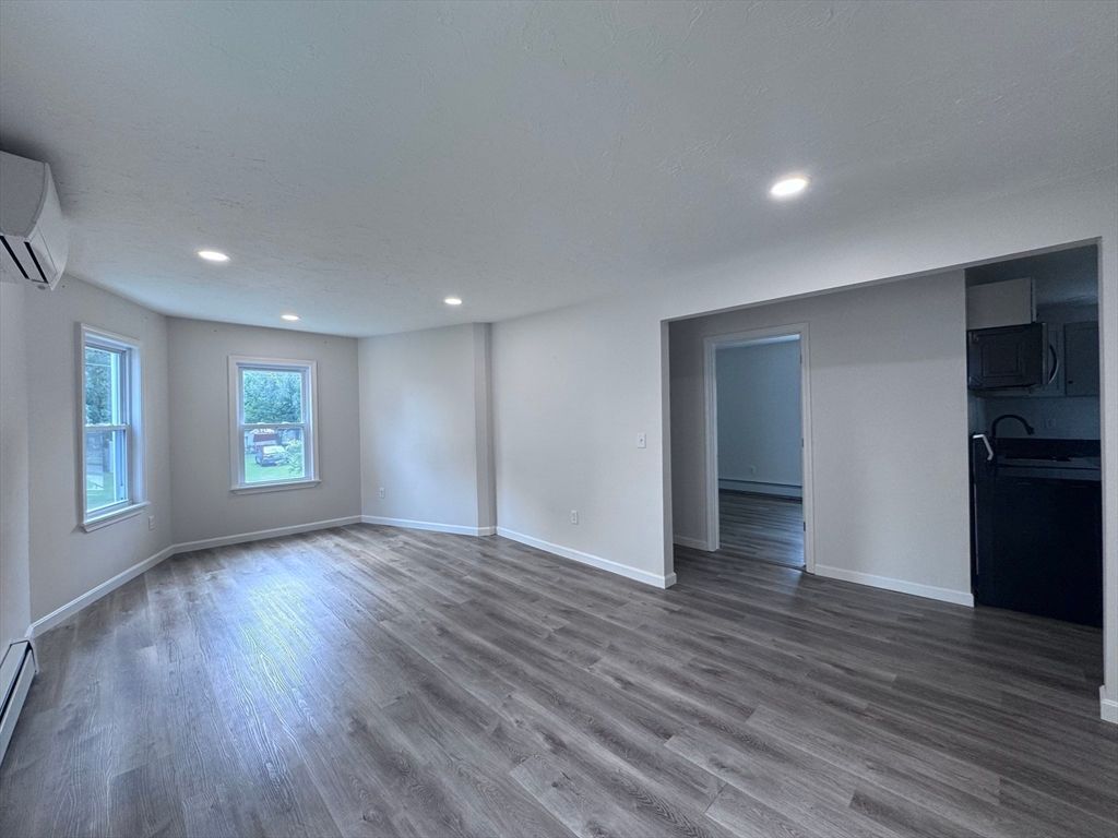 Empty room, Interior, Kitchen, Recessed Lighting, Wood Texture Flooring
