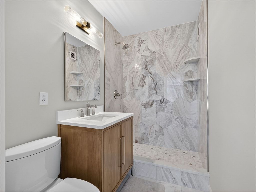 Bathroom, Glass Shower, Interior, Marble Walls