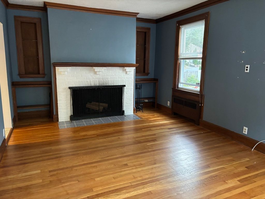 Empty room, Fireplace, Interior, Wood Texture Flooring